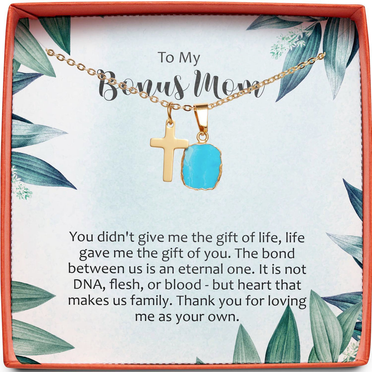 To My Bonus Mom | Gift of Life | Cross Necklace