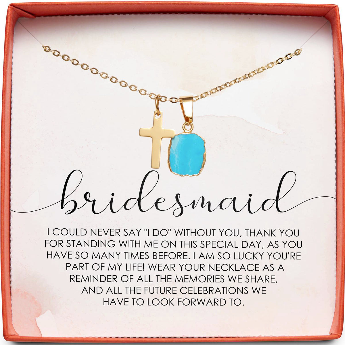 Gift for Bridesmaid | Thank You For Standing With Me | Cross Necklace
