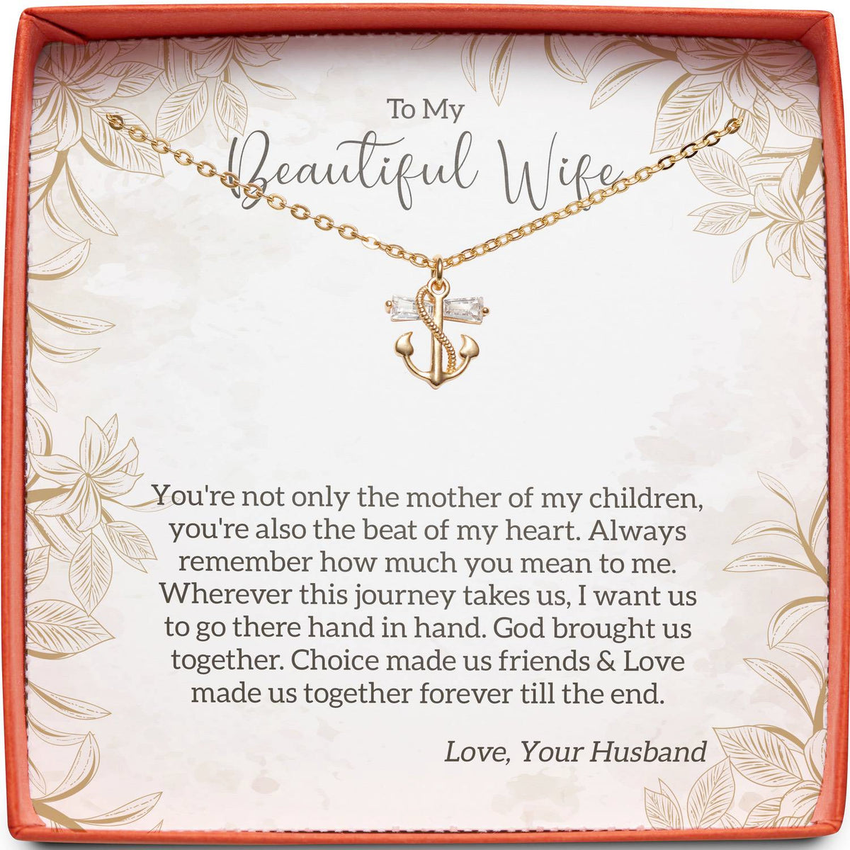 To My Beautiful Wife | Beat of My Heart | Anchor Necklace