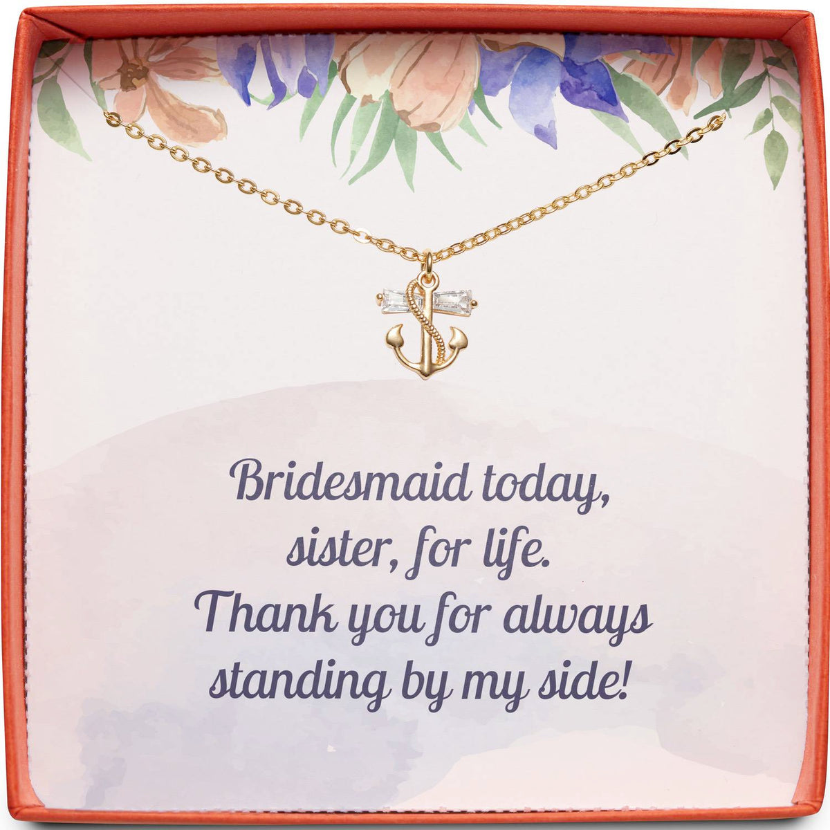 Gift for Bridesmaid | Sister for Life | Anchor Necklace
