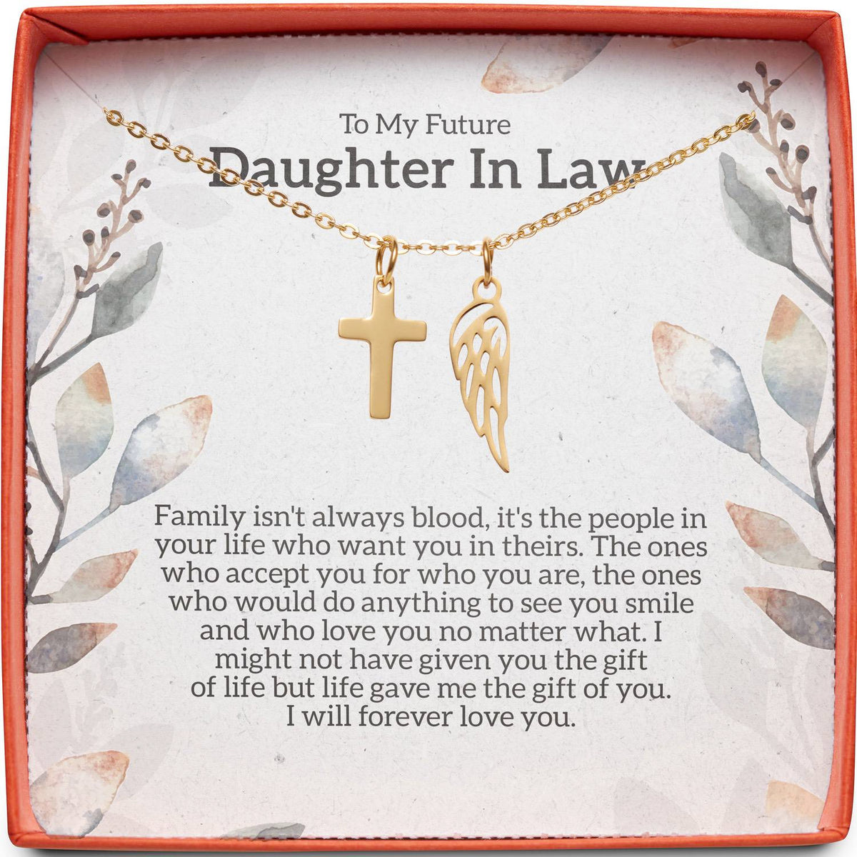 To My Future Daughter In Law | Family Isn&#39;t Always Blood | Cross Necklace