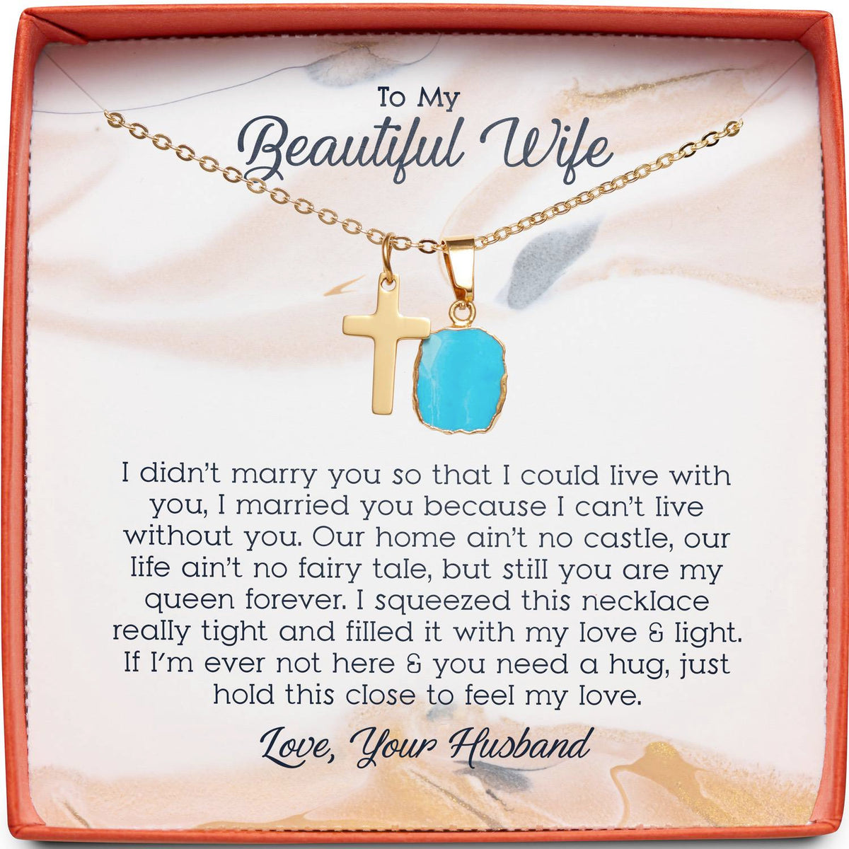 To My Beautiful Wife | I Squeezed This Necklace | Cross Necklace
