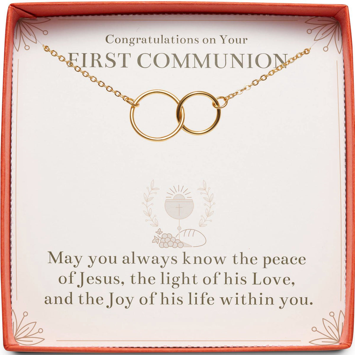 Congratulations on Your First Communion | Peace of Jesus | Interlocking Circles