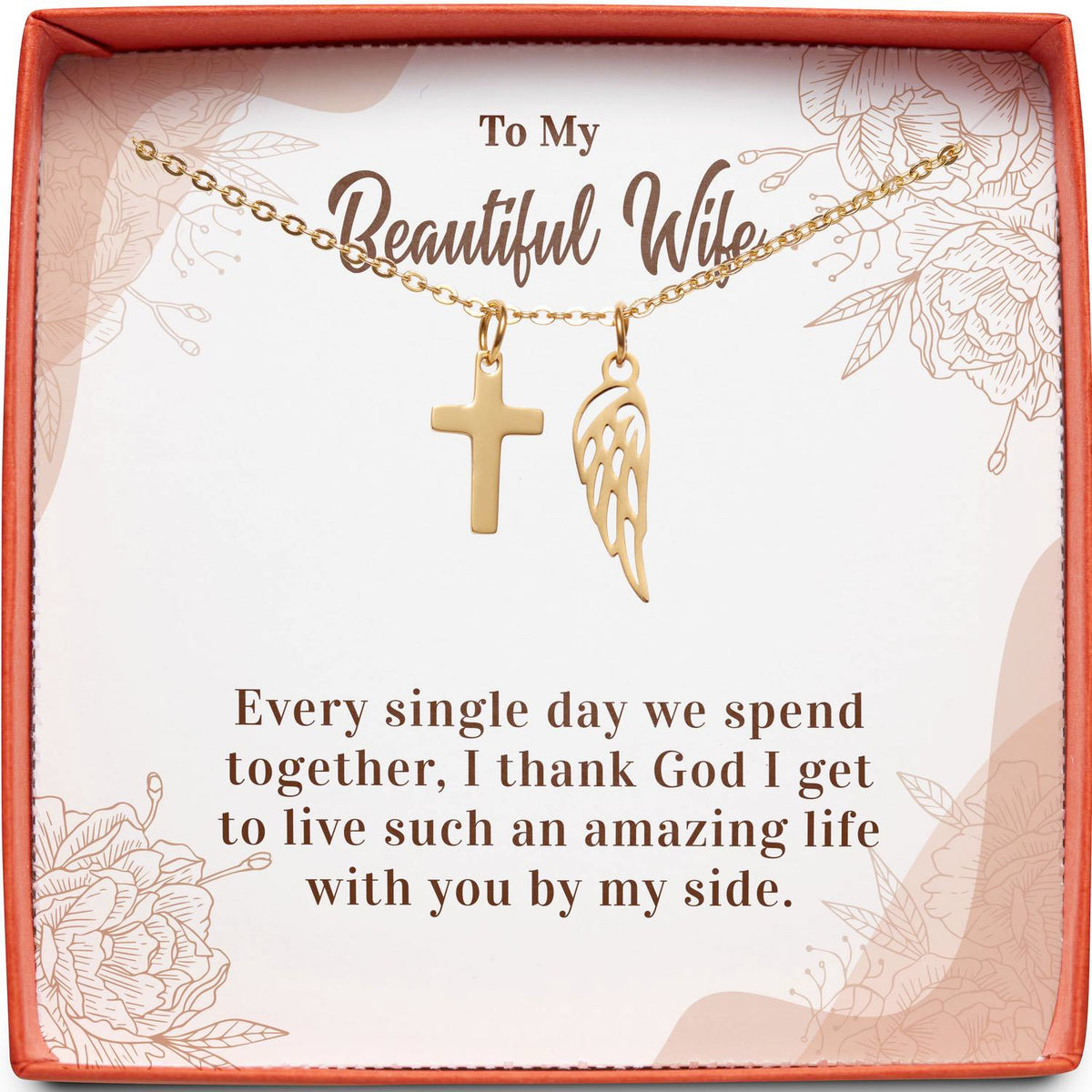 To My Beautiful Wife | I Thank God | Cross Necklace