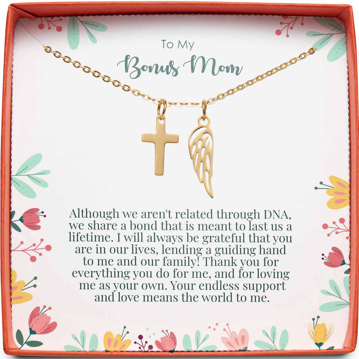 To My Bonus Mom | We Share a Bond | Cross Necklace