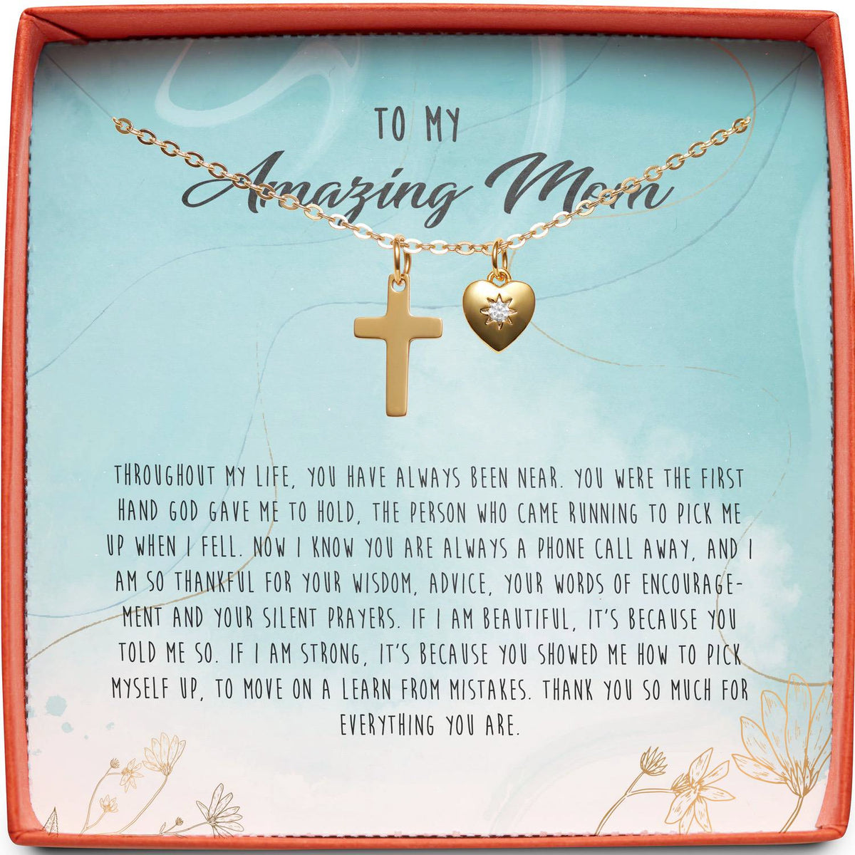 To My Amazing Mom | First Hand God Gave Me | Cross Necklace