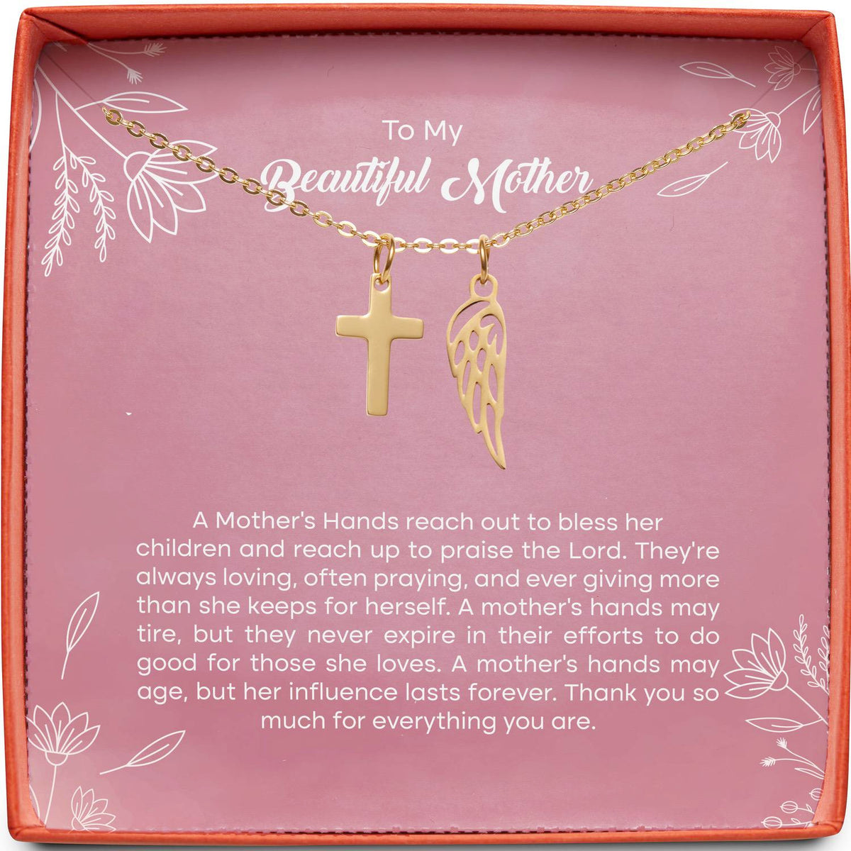 To My Beautiful Mother | A Mother&#39;s Hands | Cross Necklace