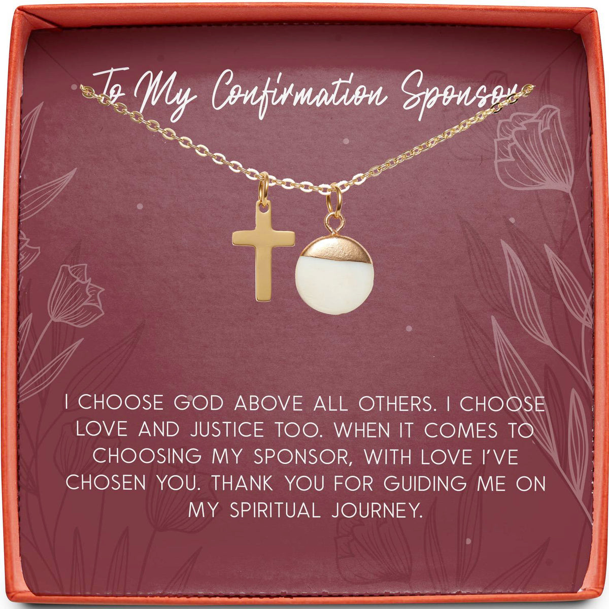 To My Confirmation Sponsor | I&#39;ve Chosen You | Cross Necklace