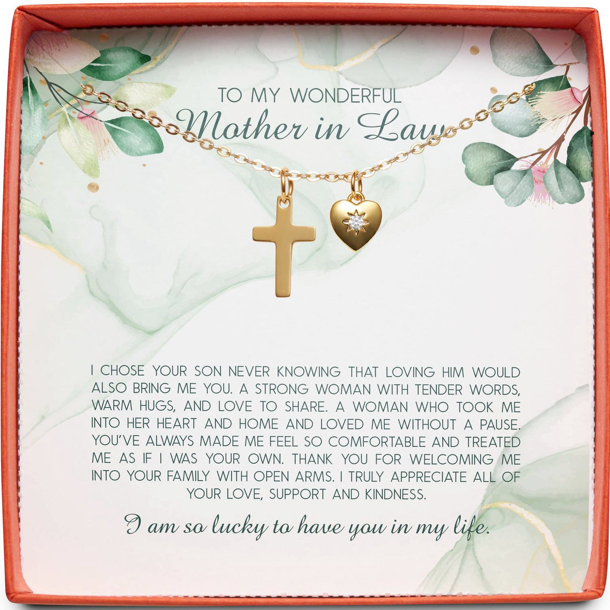 To My Wonderful Mother in Law | I Chose Your Son | Cross Necklace