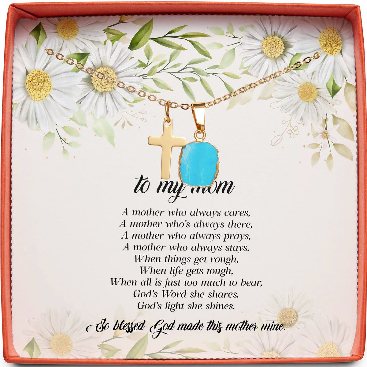 To My Mom | God Made This Mother Mine | Cross Necklace