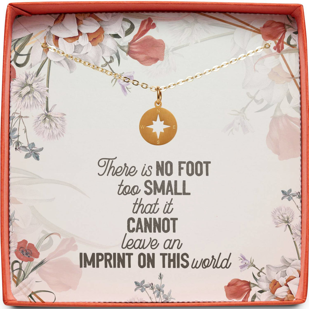 Miscarriage Sympathy Gift | No Foot Too Small | Compass Necklace