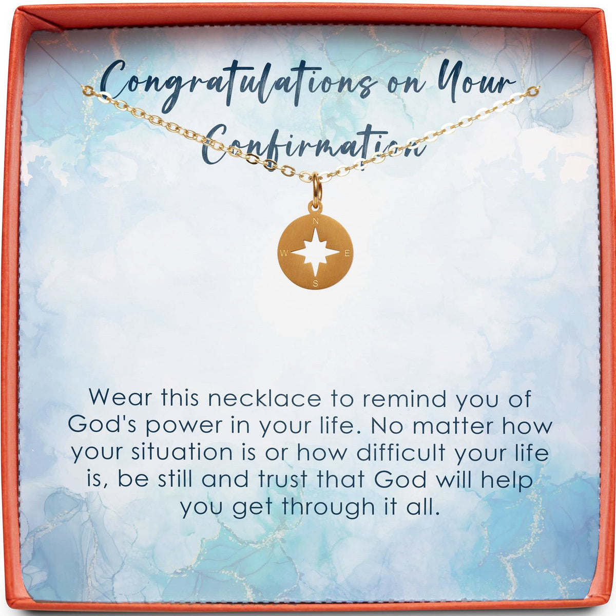 Congratulations on Your Confirmation | God&#39;s Power in Your Life | Compass Necklace