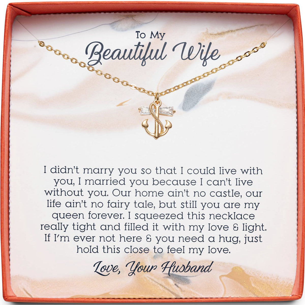 To My Beautiful Wife | I Squeezed This Necklace | Anchor Necklace