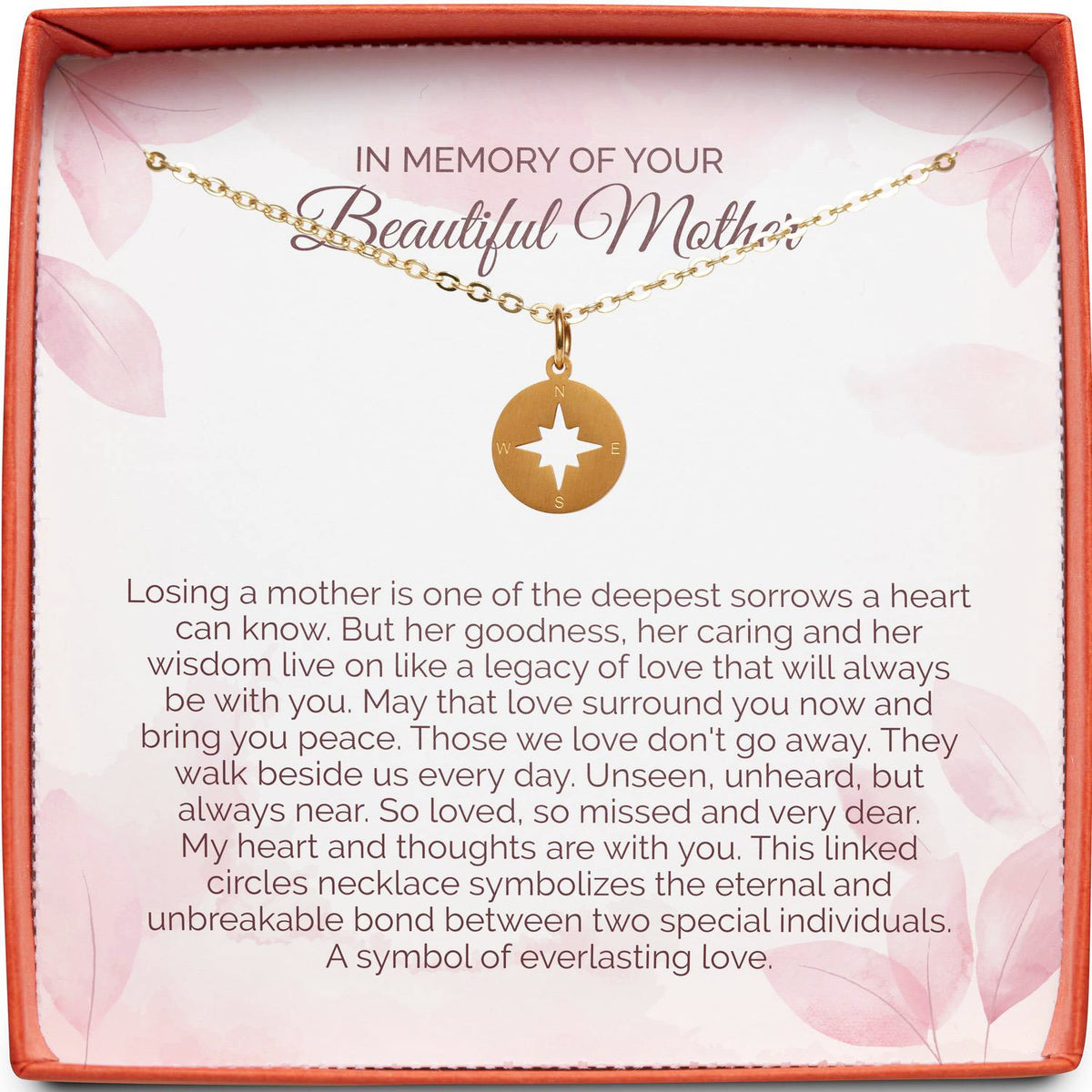 In Memory of your Beautiful Mother | Everlasting Love | Compass Necklace