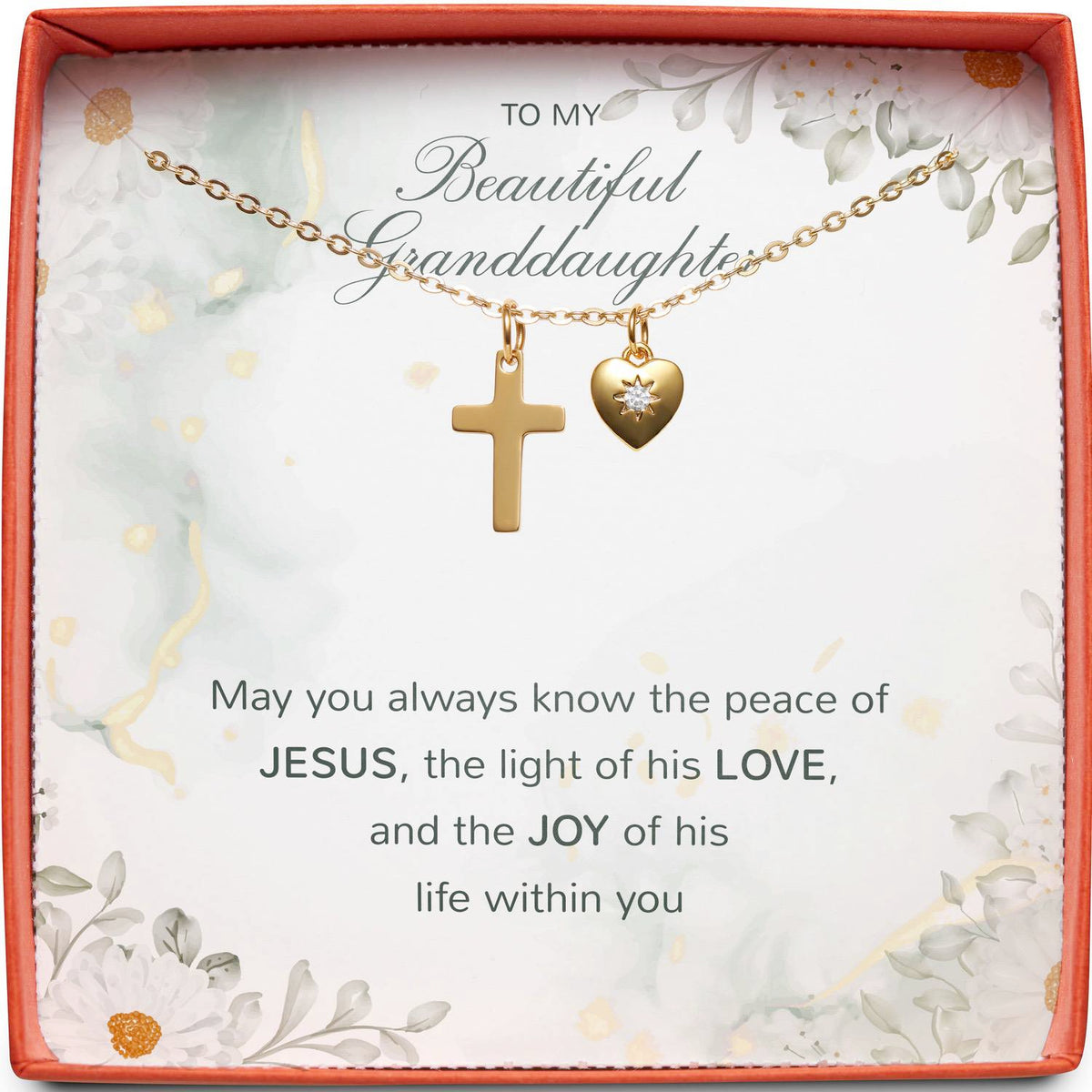 To My Beautiful Granddaughter | Peace of Jesus | Cross Necklace