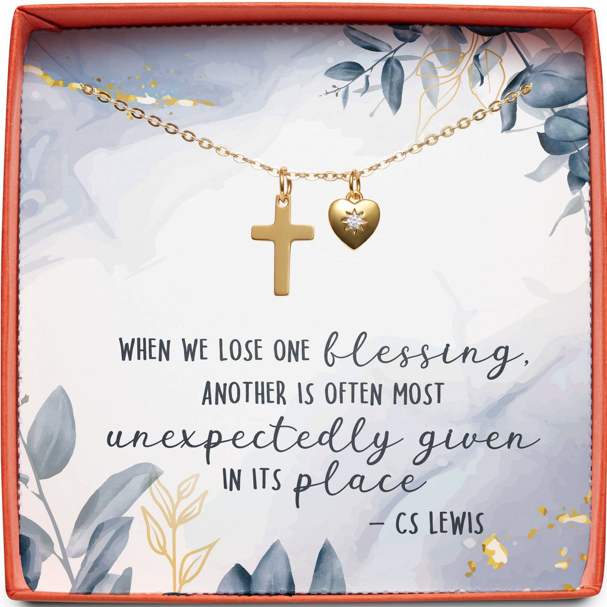 Miscarriage Sympathy Gift | When We Lose One Blessing | Cross Necklace
