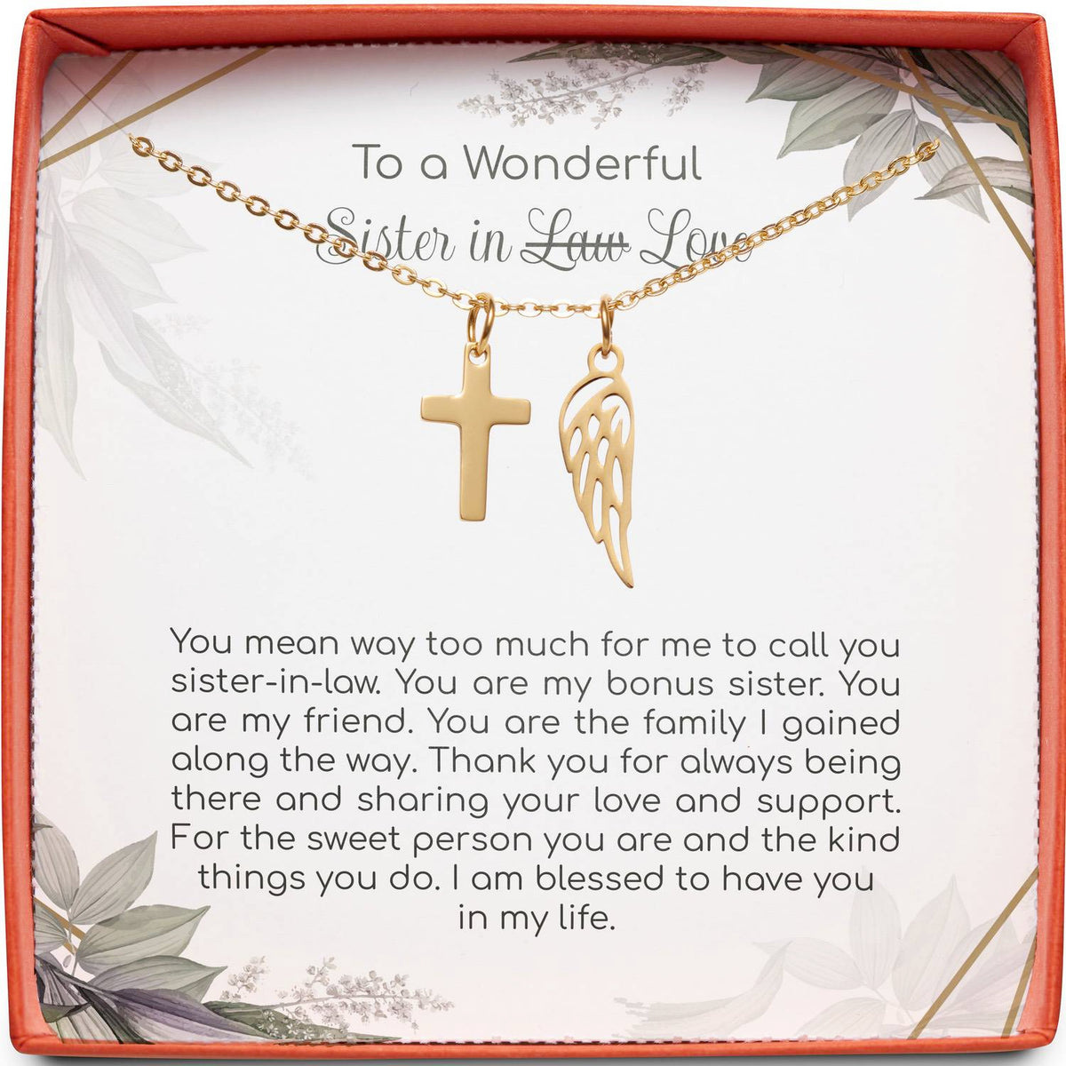 To a Wonderful Sister in Love | Family I Gained Along the Way | Cross Necklace