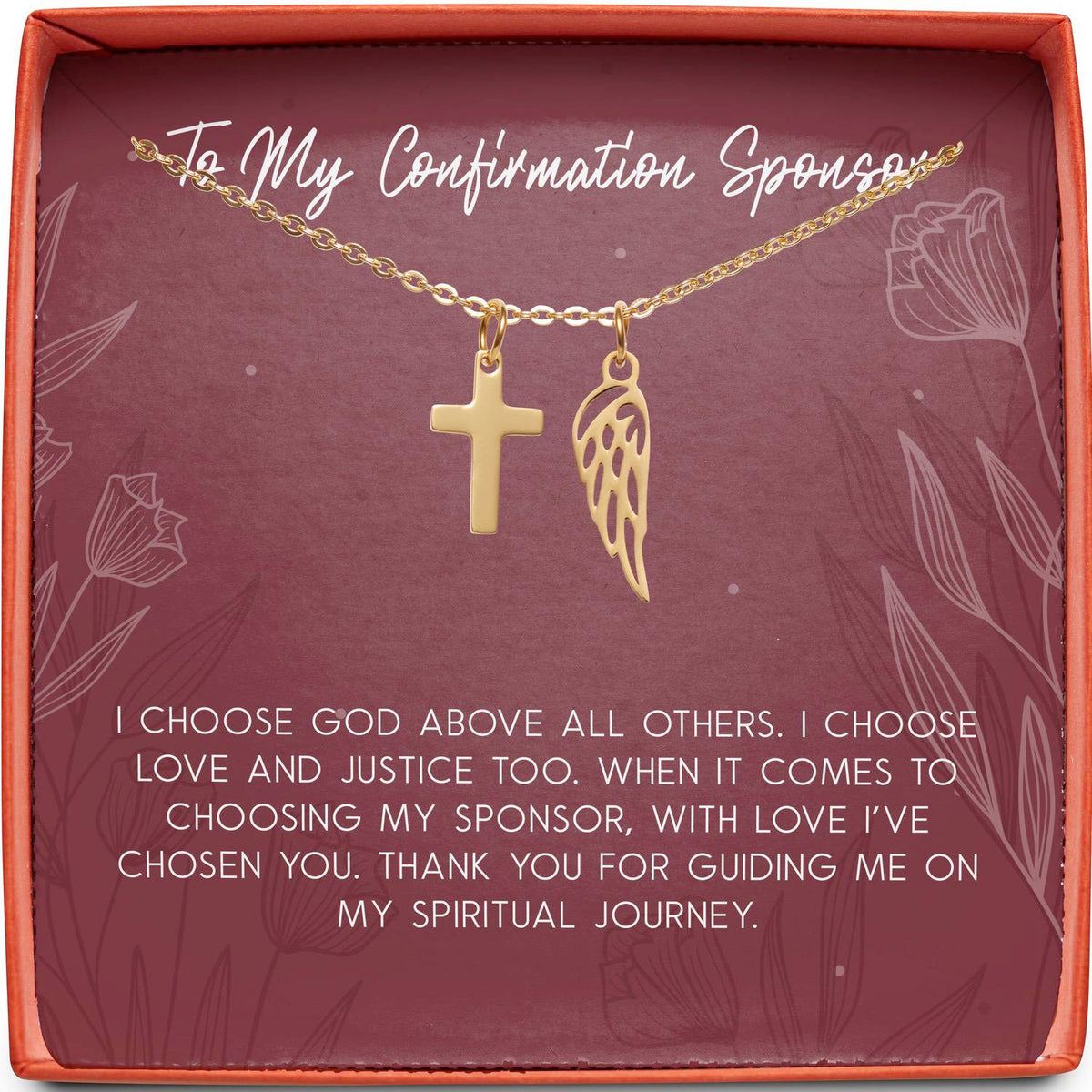 To My Confirmation Sponsor | I&#39;ve Chosen You | Cross Necklace