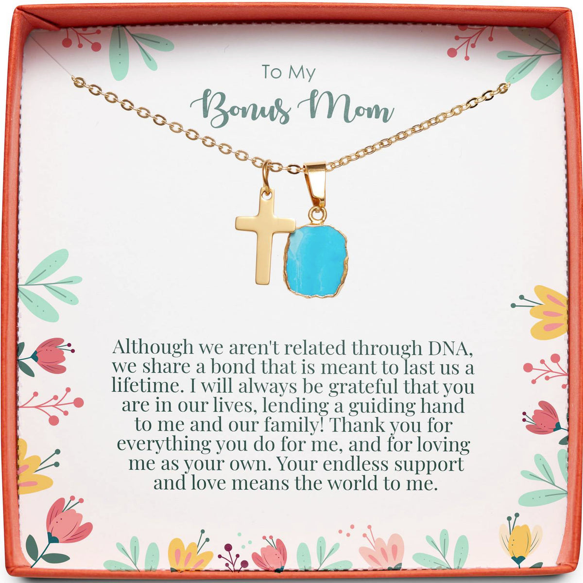 To My Bonus Mom | We Share a Bond | Cross Necklace