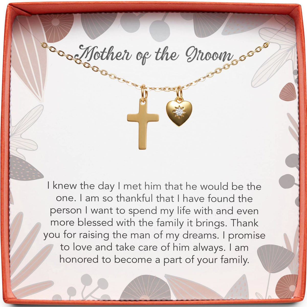 Mother of The Groom (From Bride) | Man of My Dreams | Cross Necklace