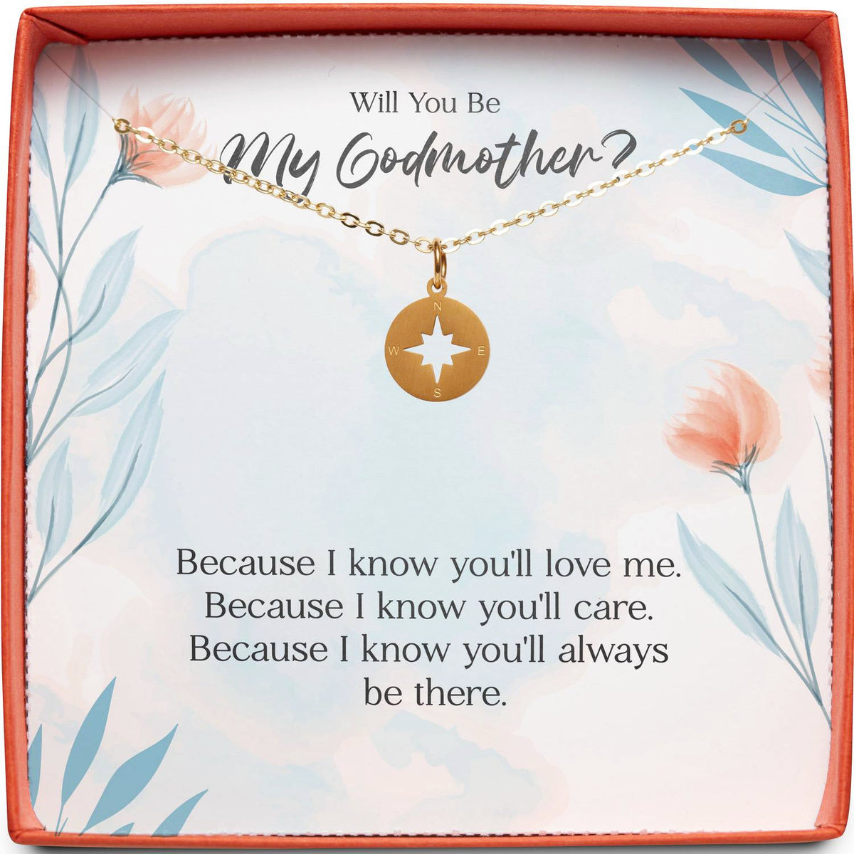 Will You Be My Godmother? | You&#39;ll Always Be There | Compass Necklace