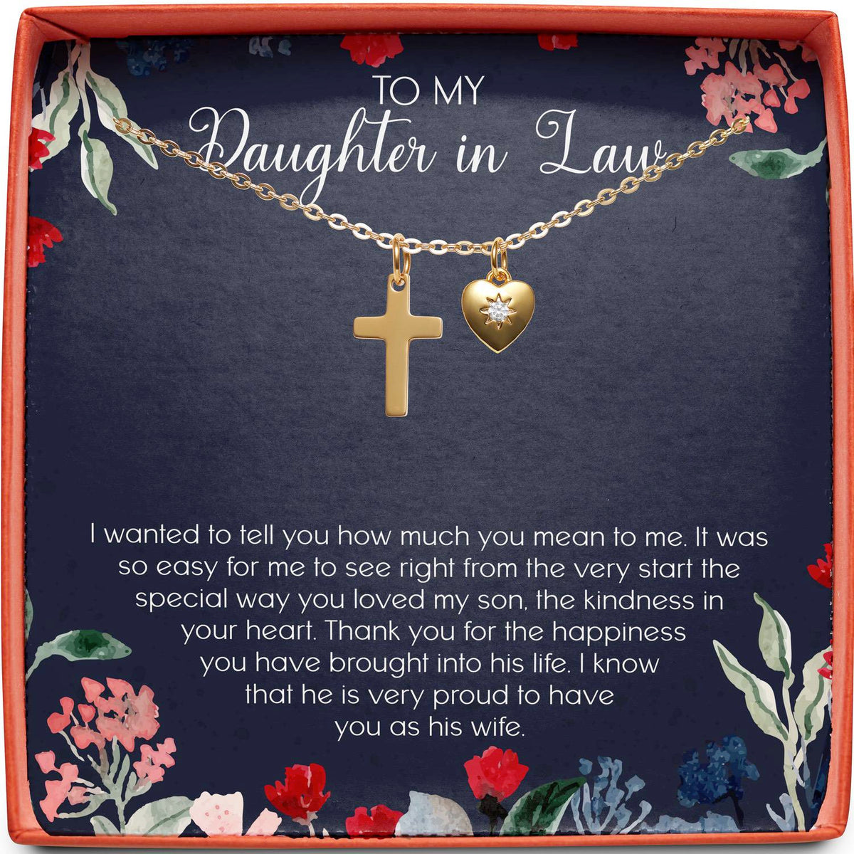 To My Daughter in Law | Kindness in Your Heart | Cross Necklace