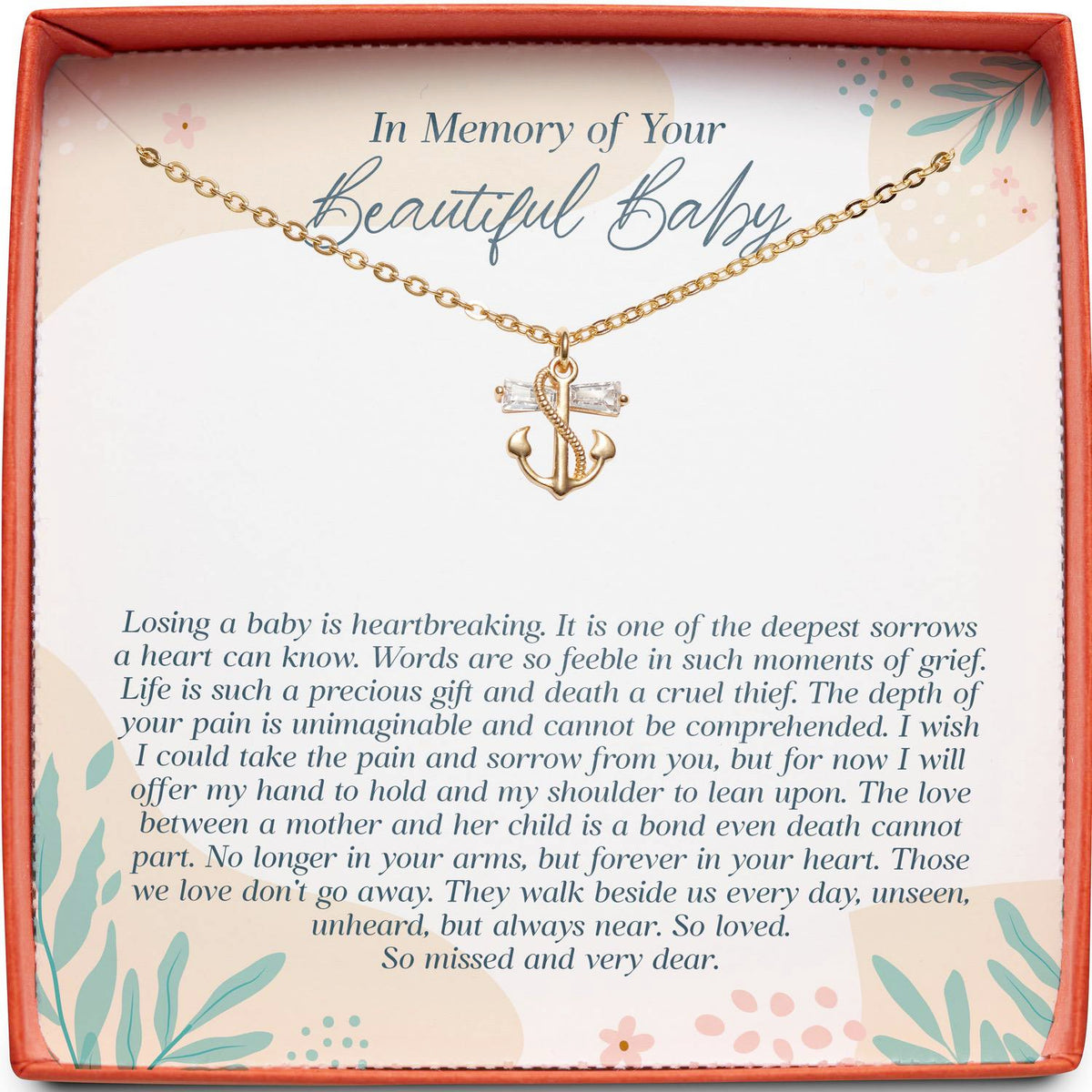 In Memory of Your Beautiful Baby | So Missed and Very Dear | Anchor Necklace
