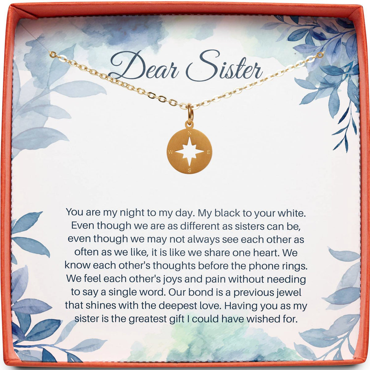 Dear Sister | Night to My Day | Compass Necklace