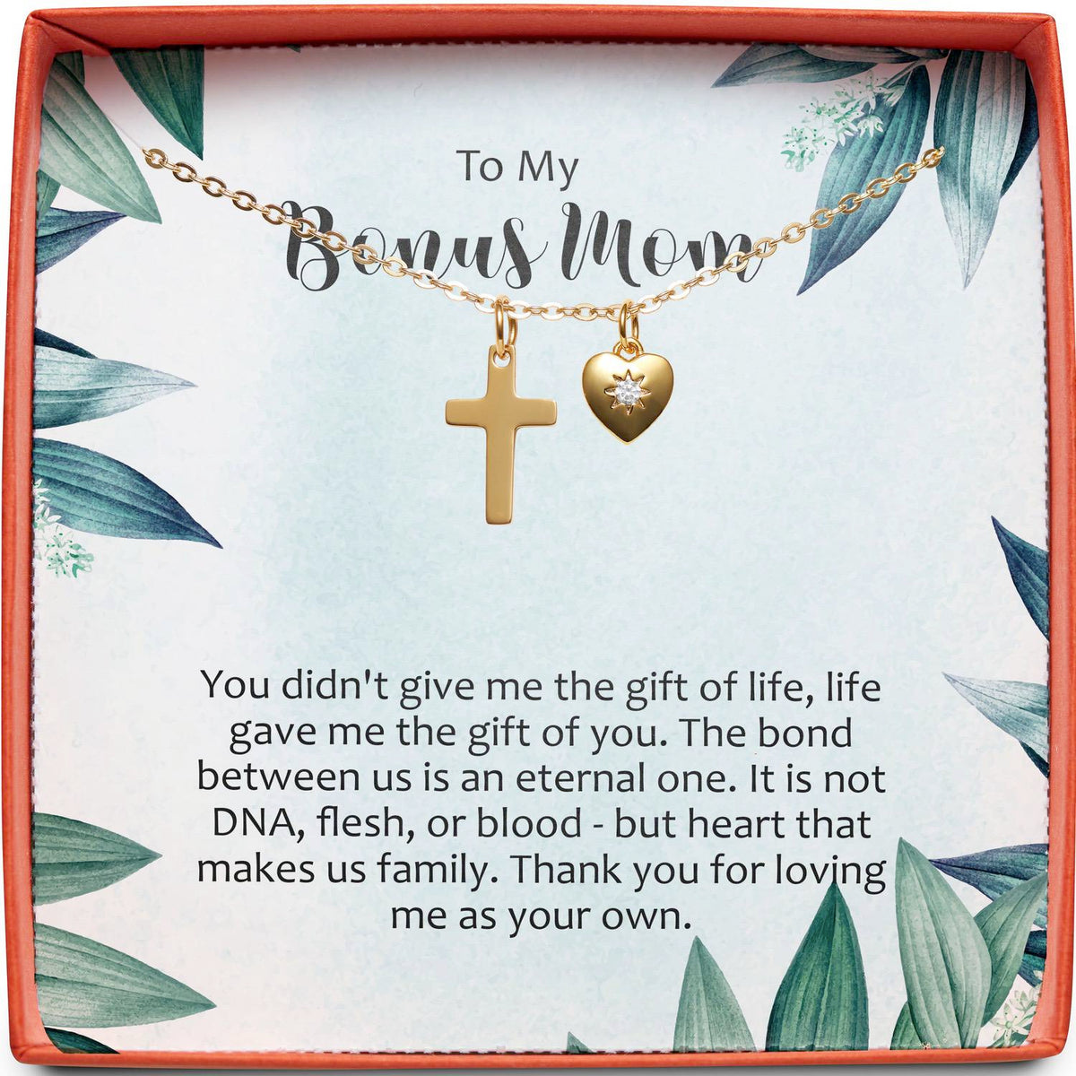 To My Bonus Mom | Gift of Life | Cross Necklace