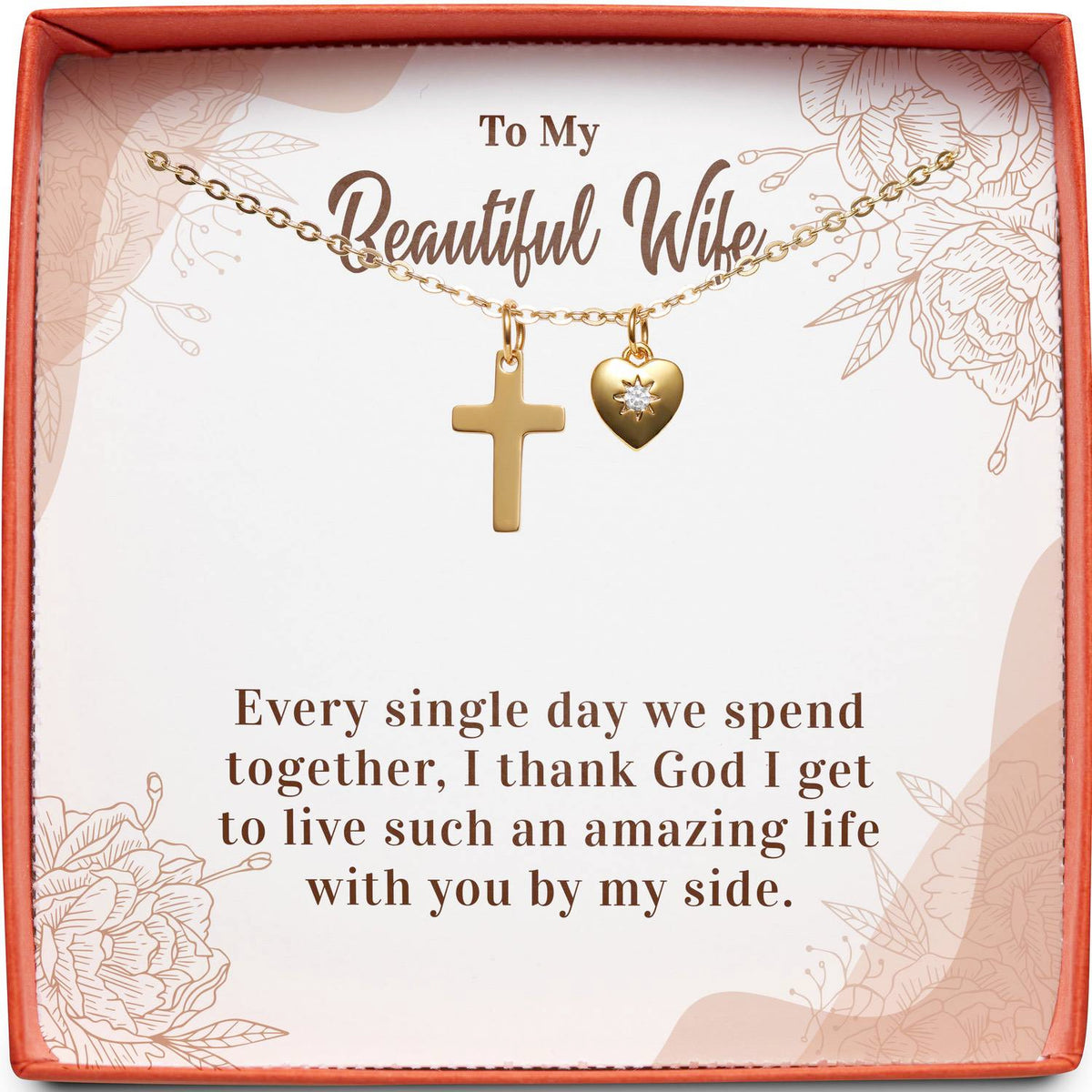 To My Beautiful Wife | I Thank God | Cross Necklace