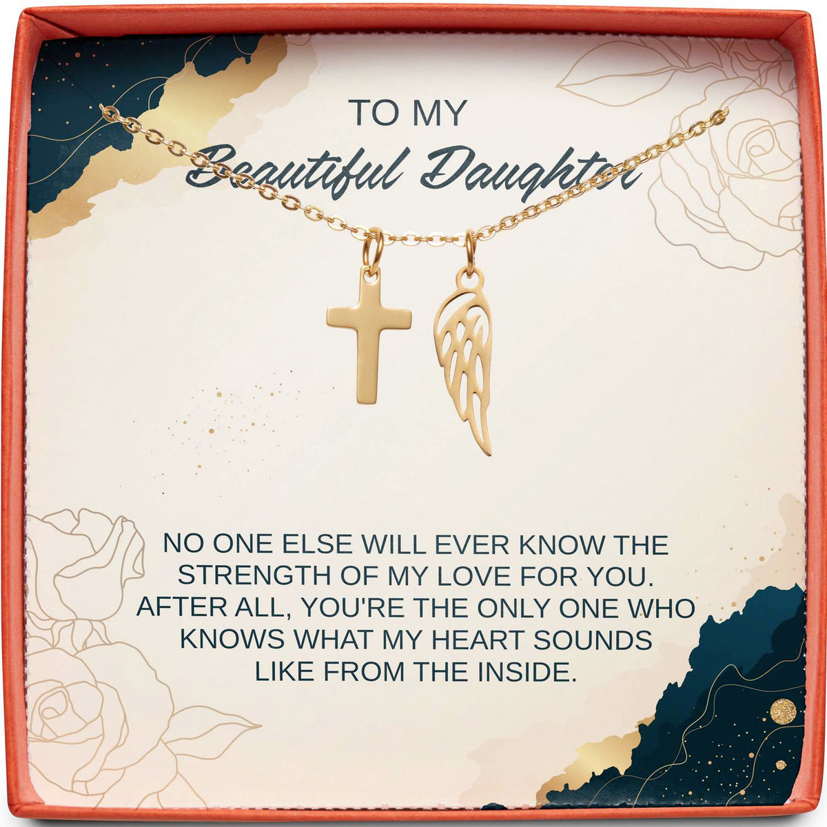 To My Beautiful Daughter | Strength of My Love | Cross Necklace