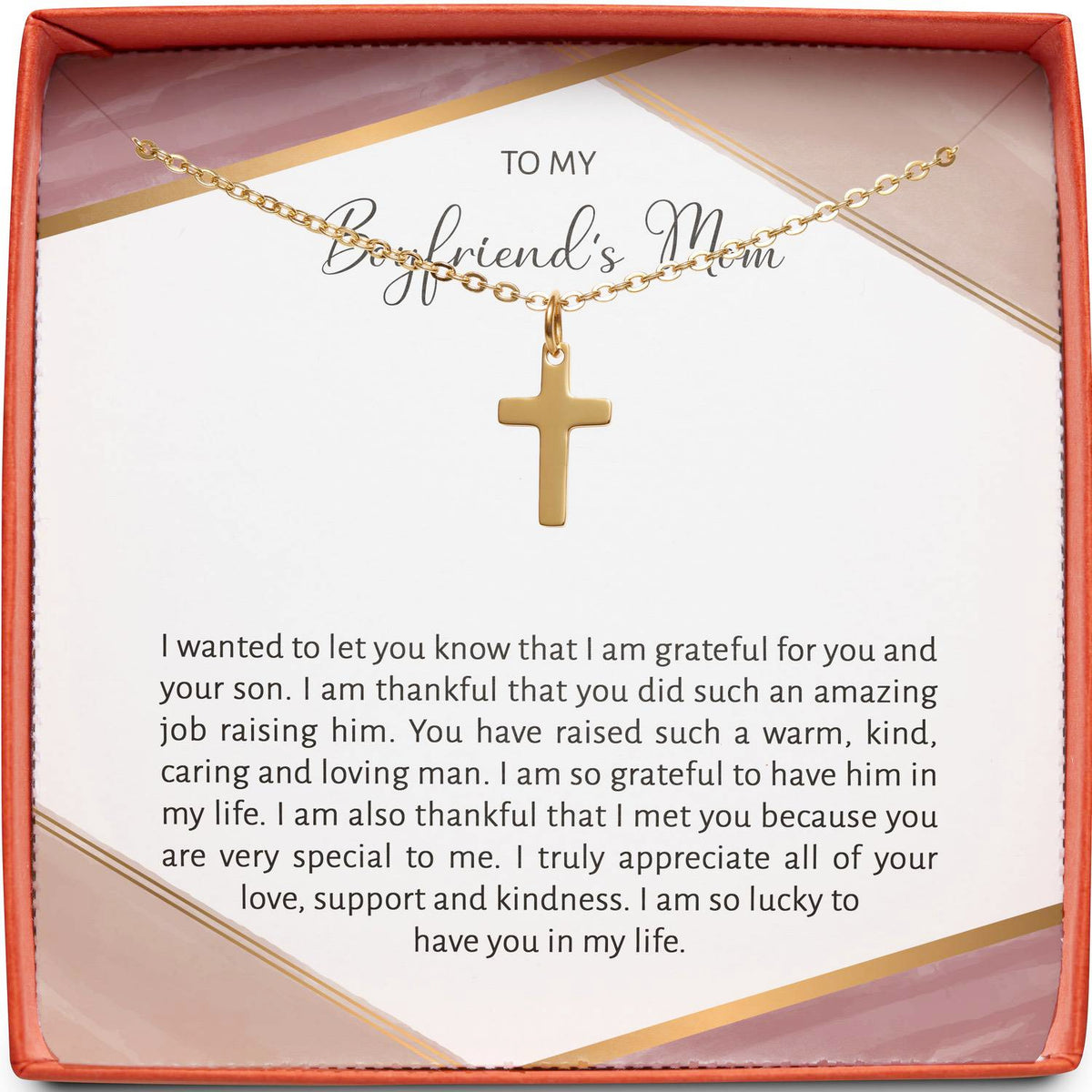 To My Boyfriends Mom | Grateful for You and Your Son | Cross Necklace