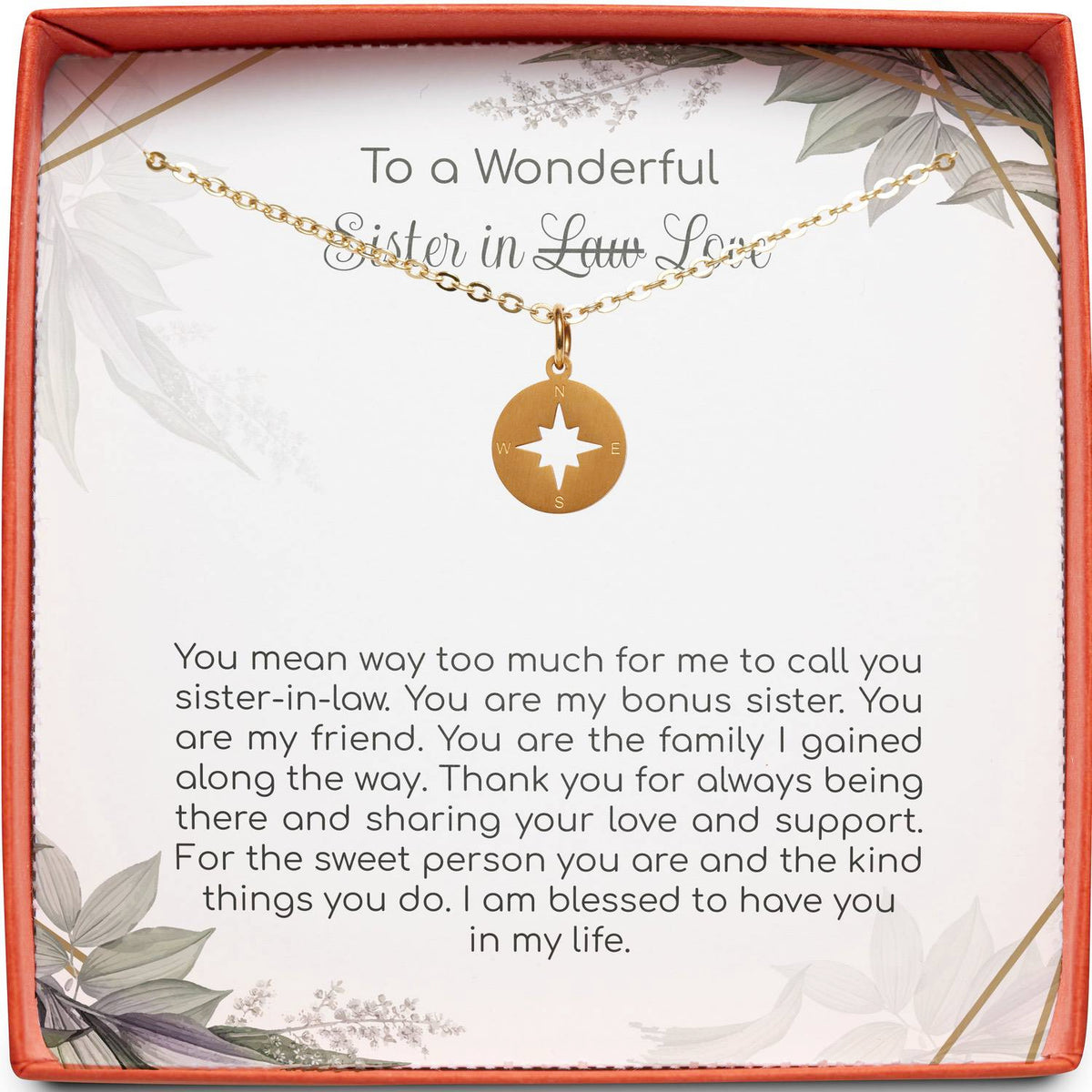 To a Wonderful Sister in Love | Family I Gained Along the Way | Compass Necklace