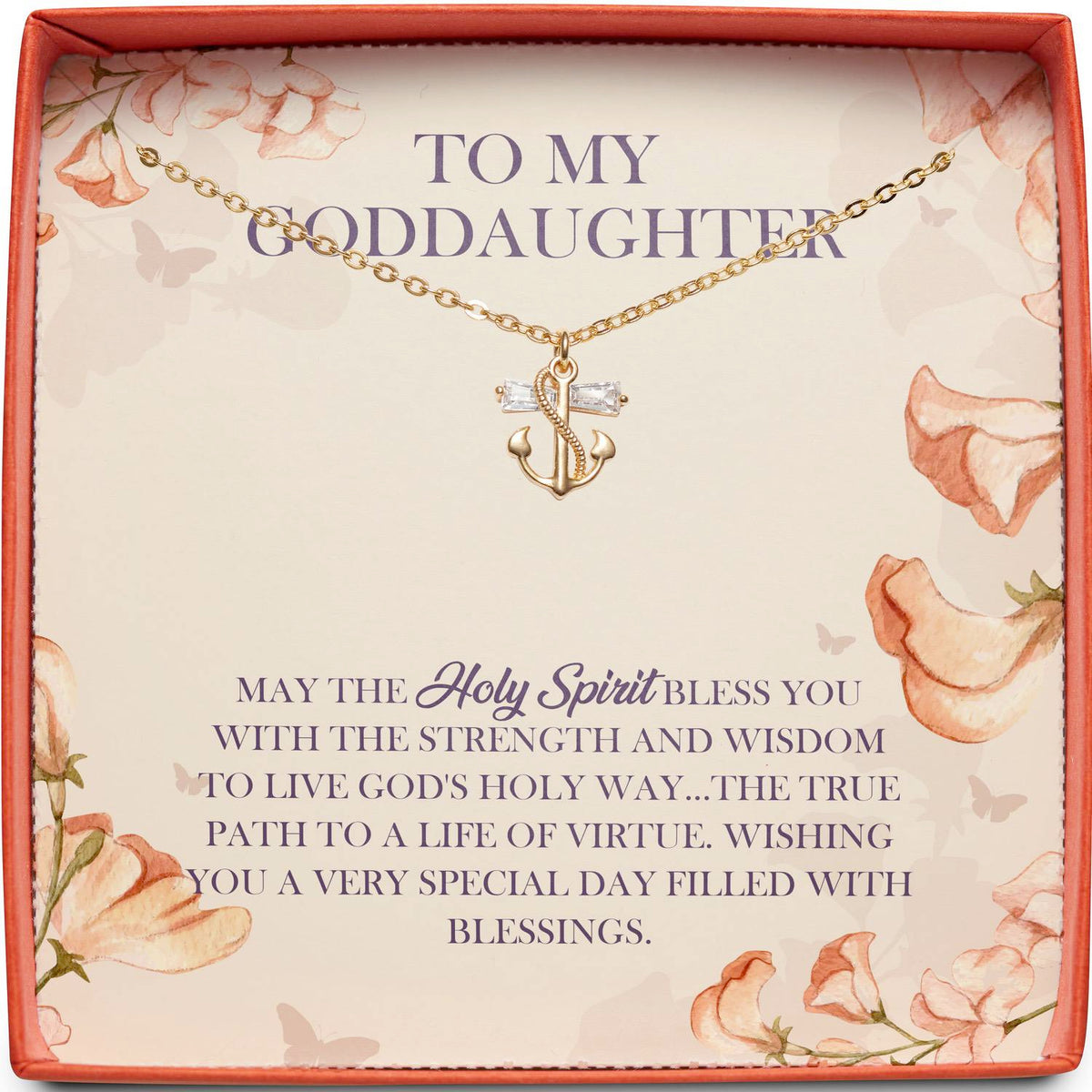 To My Goddaughter | May the Holy Spirit Bless You | Anchor Necklace