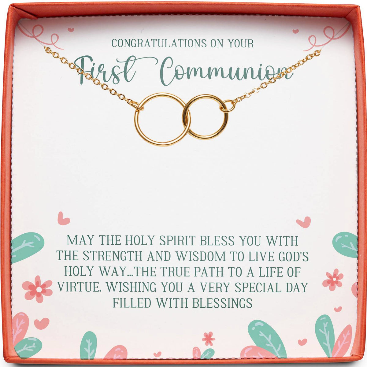 Congratulations on Your First Communion | Holy Spirit Bless You | Interlocking Circles
