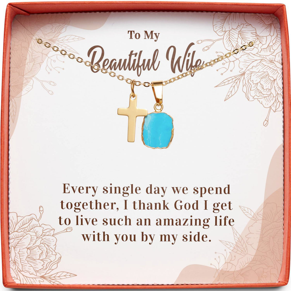 To My Beautiful Wife | I Thank God | Cross Necklace