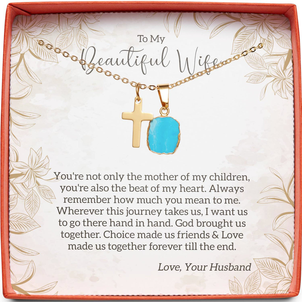 To My Beautiful Wife | Beat of My Heart | Cross Necklace