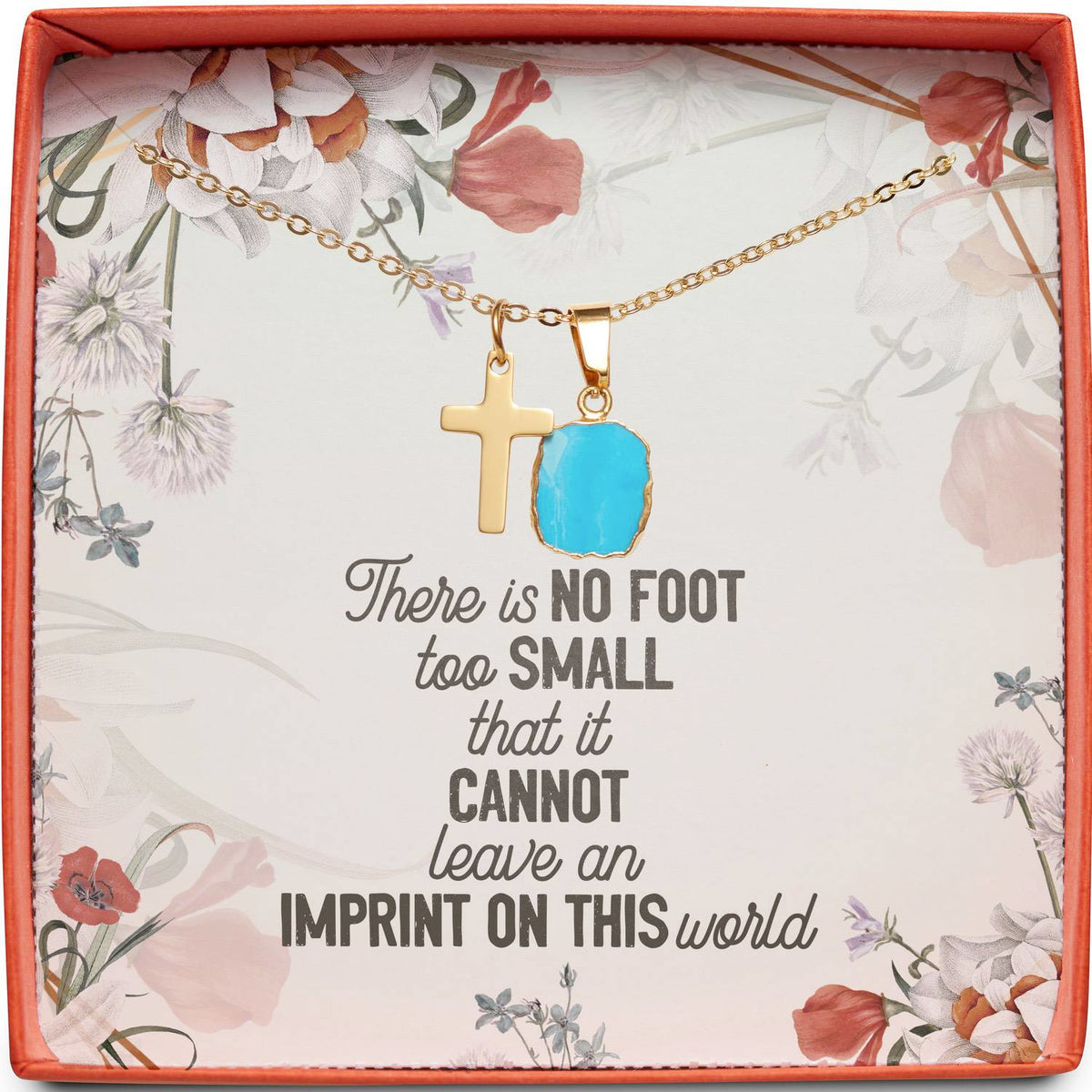 Miscarriage Sympathy Gift | No Foot Too Small | Cross Necklace