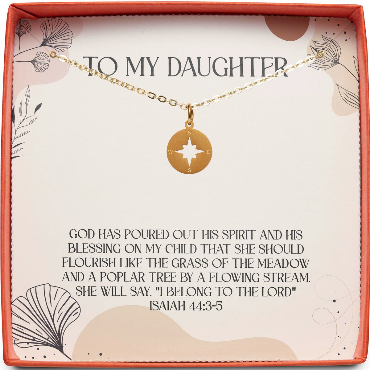 To My Daughter | Isaiah 44:3-5 | Compass Necklace