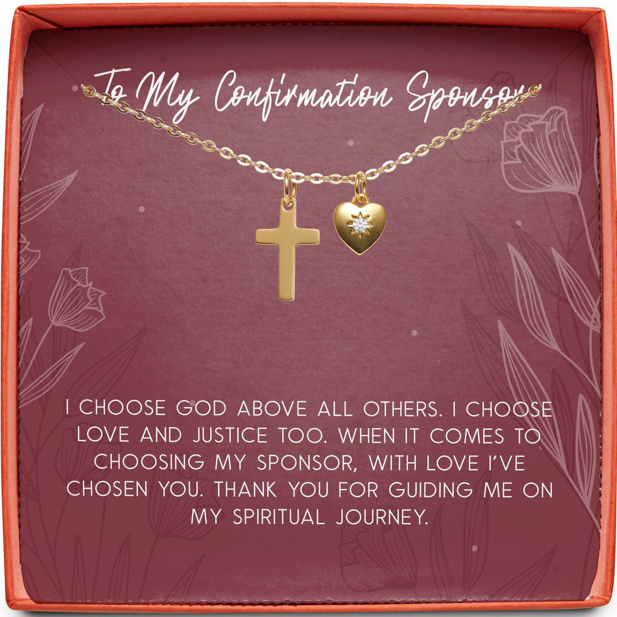 To My Confirmation Sponsor | I&#39;ve Chosen You | Cross Necklace