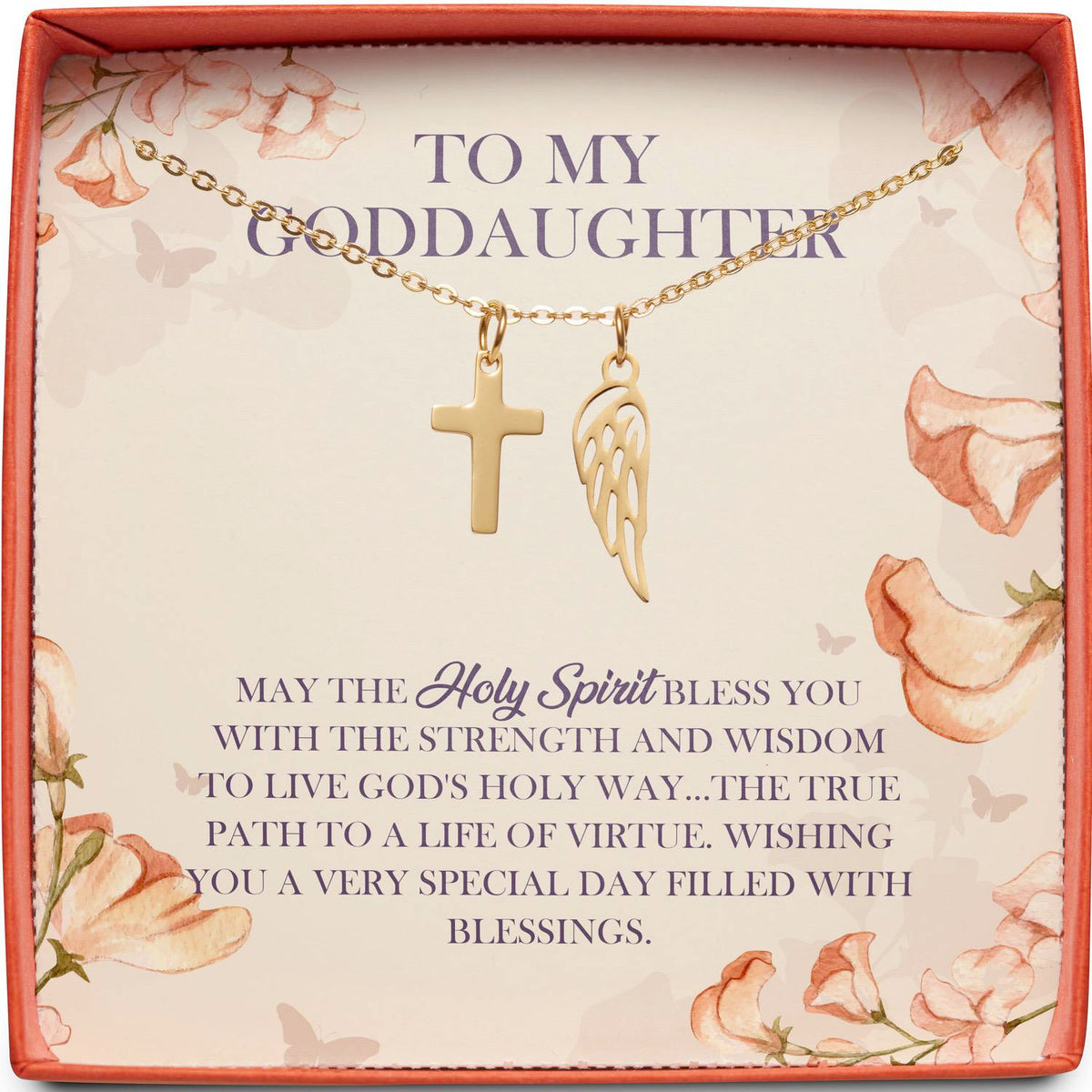 To My Goddaughter | May the Holy Spirit Bless You | Cross Necklace