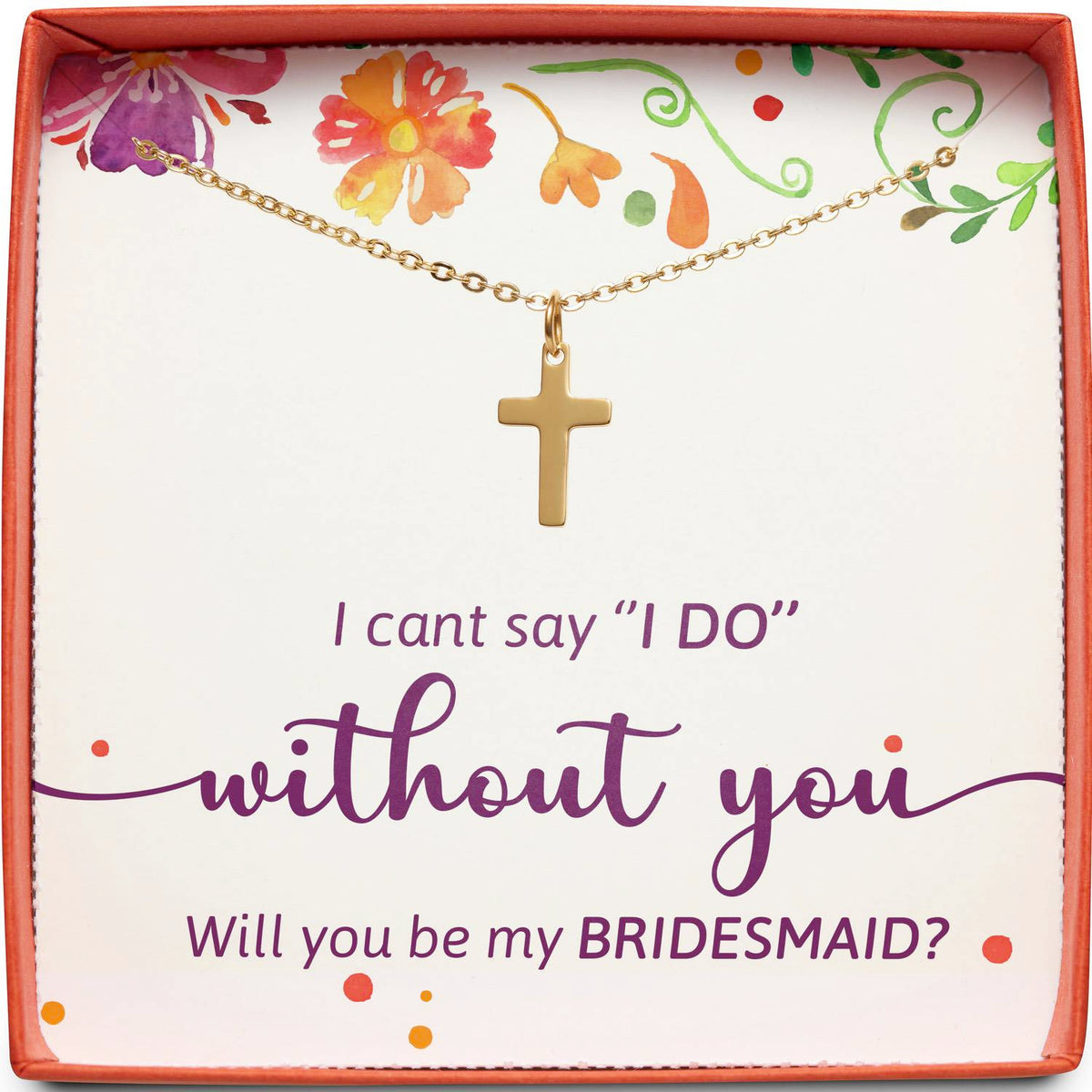 Gift for Bridesmaid | Will You Be My Bridesmaid? | Cross Necklace