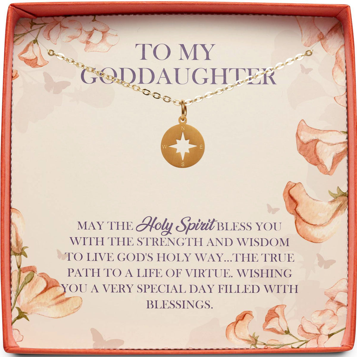 To My Goddaughter | May the Holy Spirit Bless You | Compass Necklace