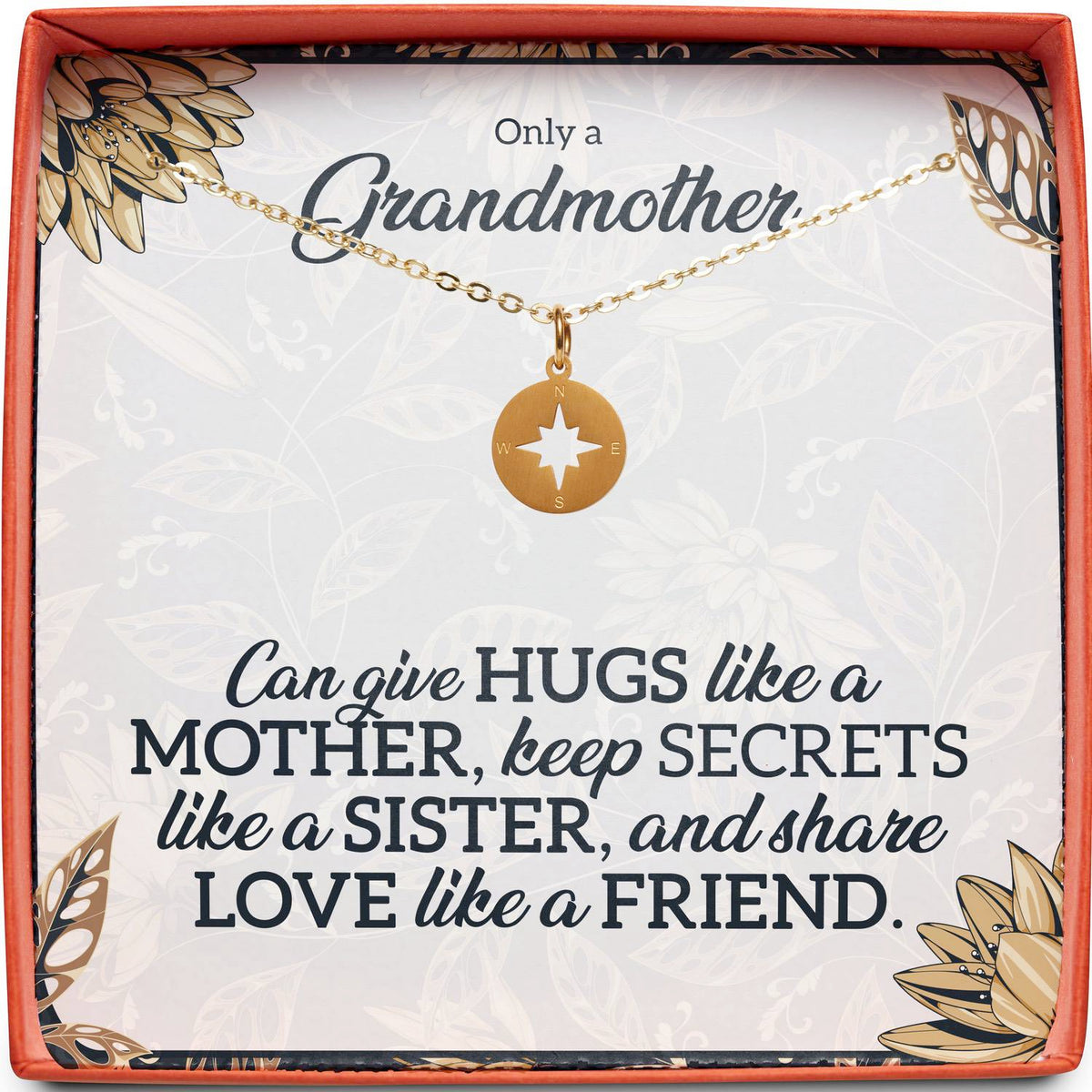 Only a Grandmother | Hugs Like a Mother | Compass Necklace