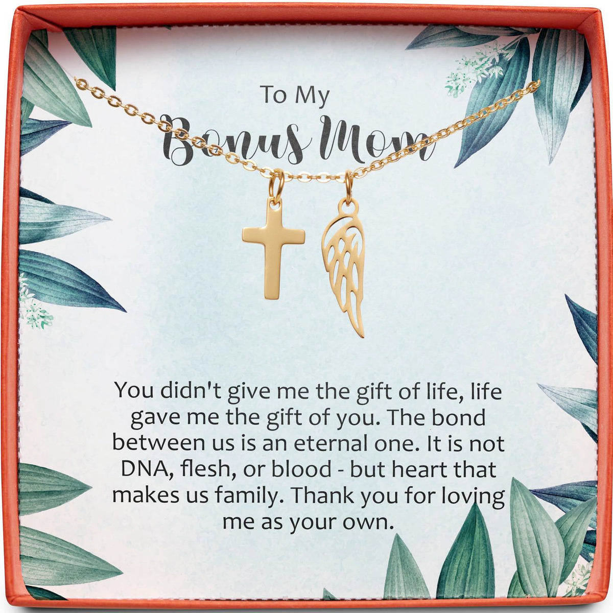 To My Bonus Mom | Gift of Life | Cross Necklace