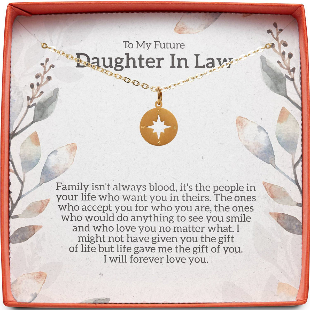 To My Future Daughter In Law | Family Isn&#39;t Always Blood | Compass Necklace