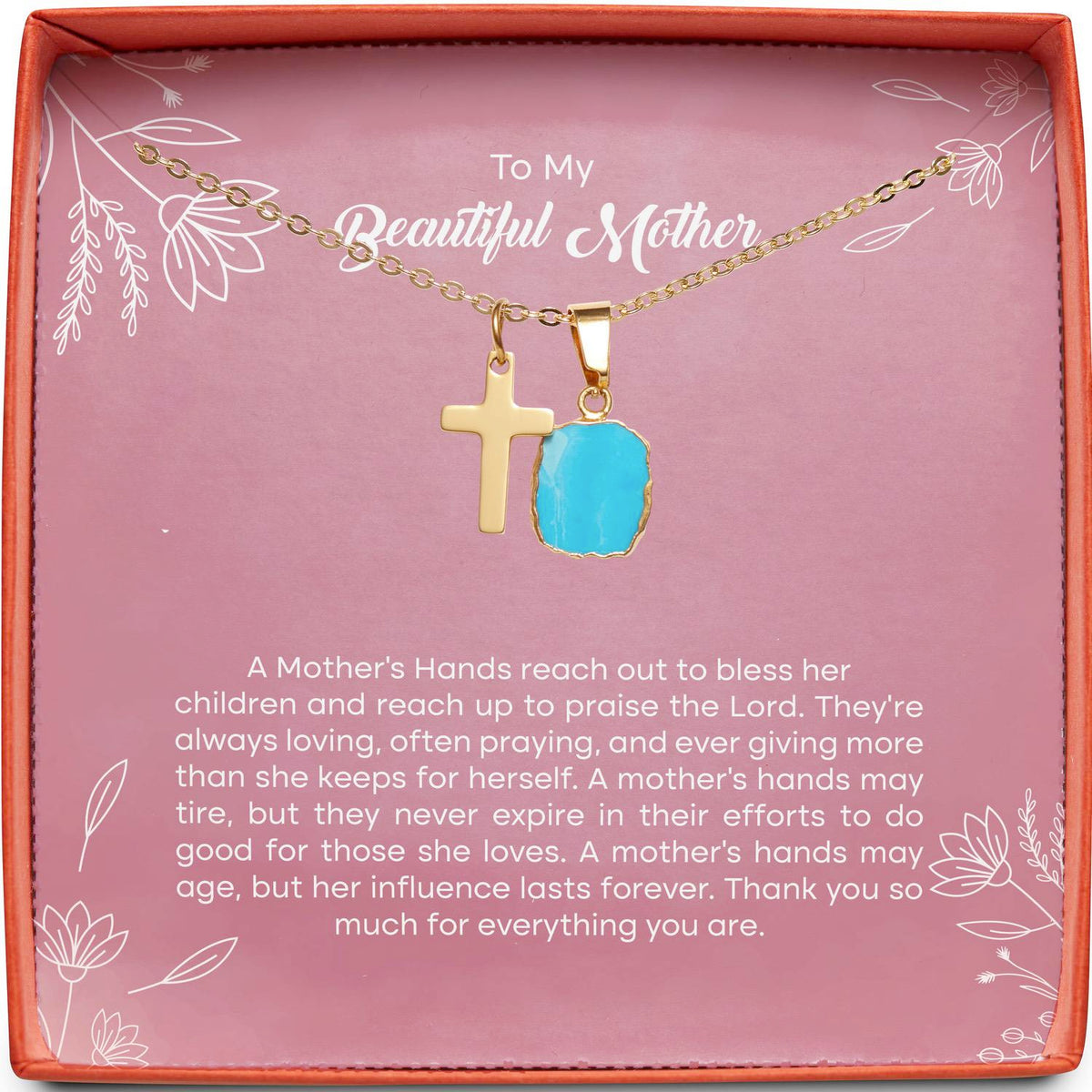 To My Beautiful Mother | A Mother&#39;s Hands | Cross Necklace