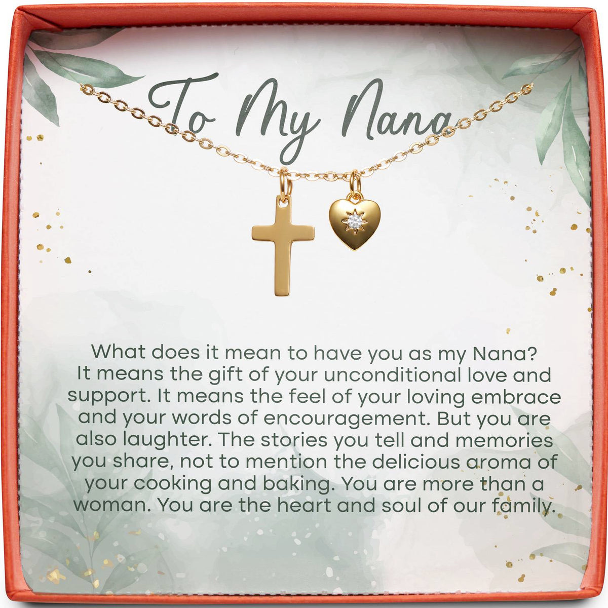 To My Nana | Heart and Soul of Our Family | Cross Necklace