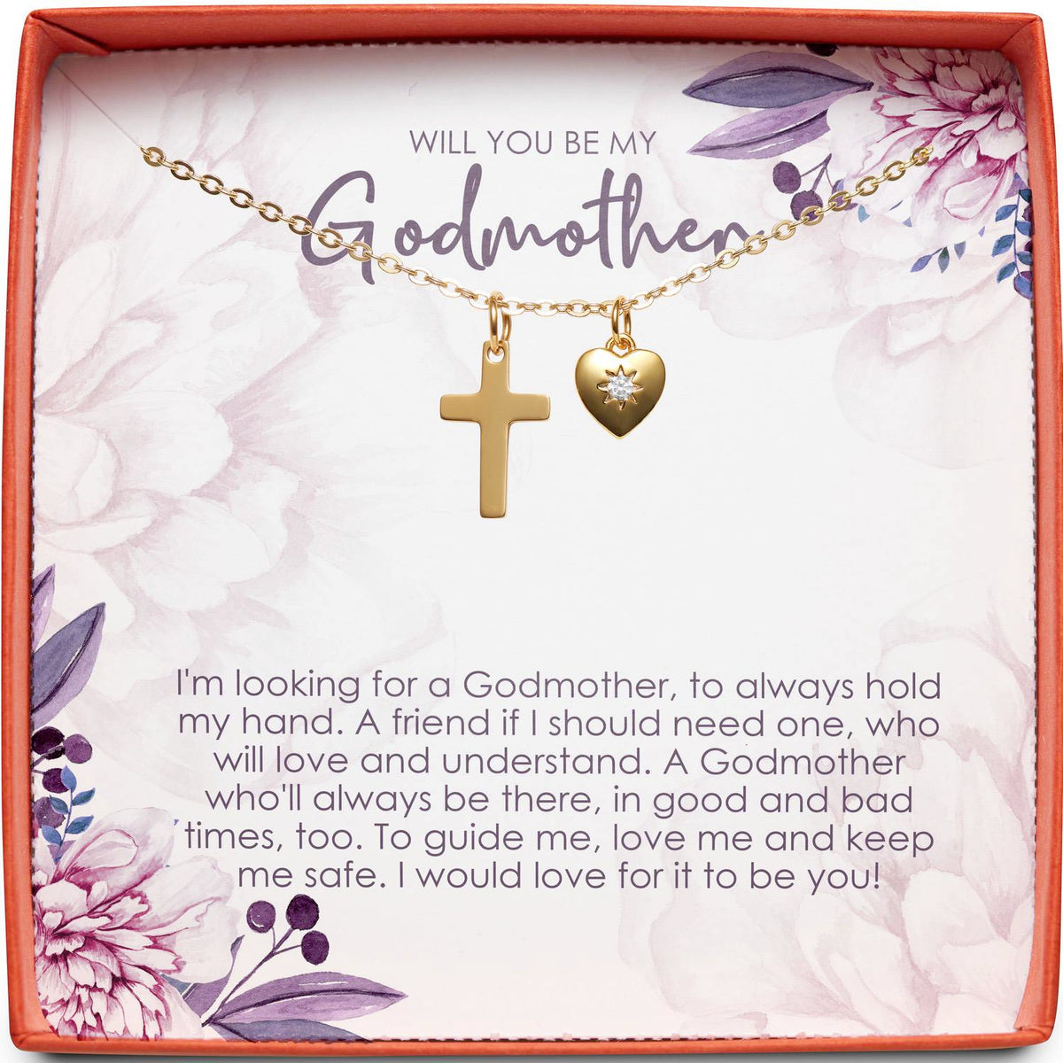 Will You Be My Godmother? | Guide Me, Love Me, Keep Me Safe | Cross Necklace