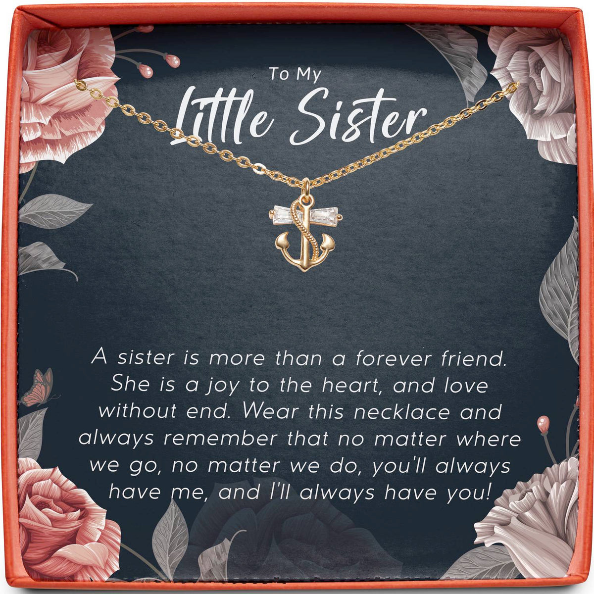 To My Little Sister | More Than a Forever Friend | Anchor Necklace